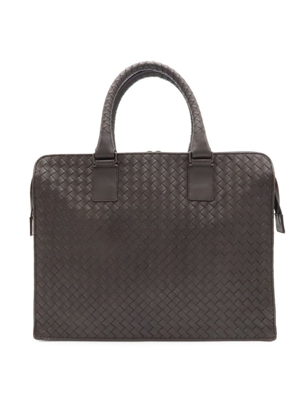 Bottega Veneta Intrecciato Business Briefcase Documents Purse Leather Brown